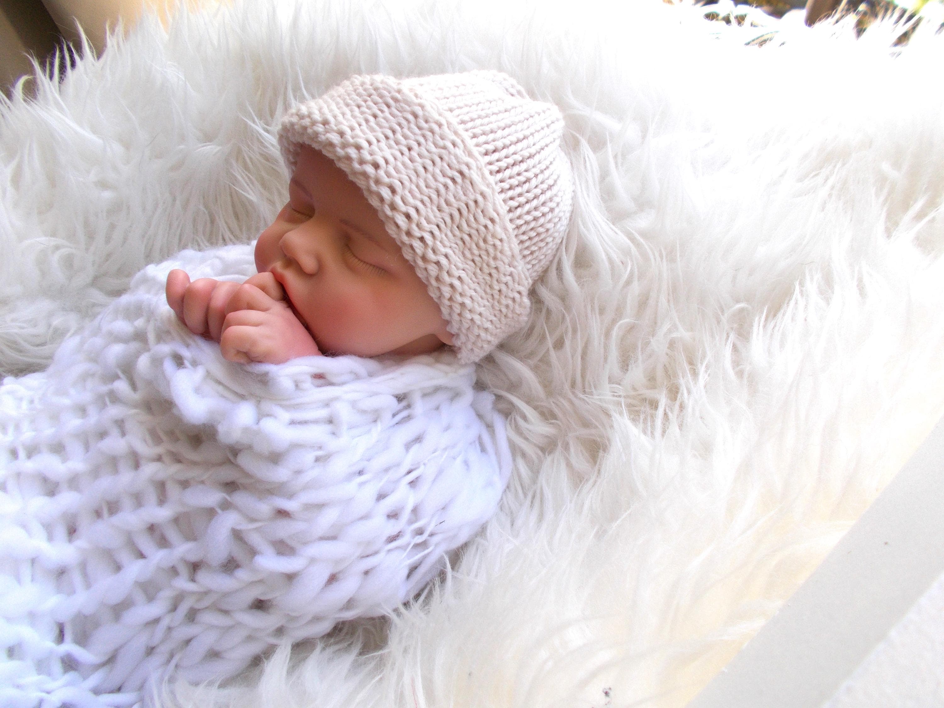Bonnet Tricoté Main En Laine Mérinos 100% - Gris, Motif Câble - Femme/Enfant