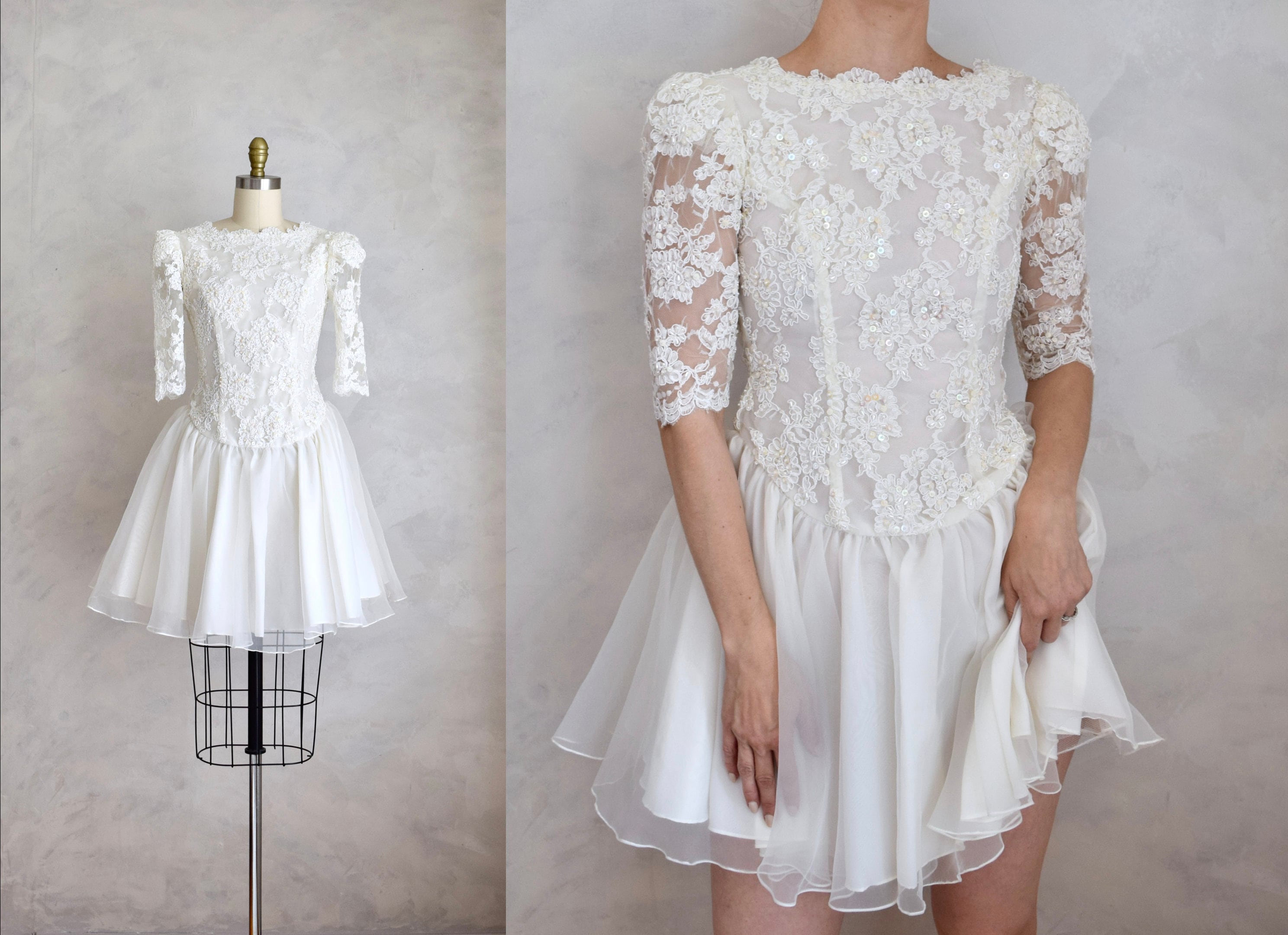Lace top cheap short dress