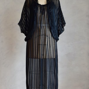 vintage NOS Diane Von Furstenberg peignoir set vintage 1980s DVF nightgown and robe set sheer black negligee and robe image 6