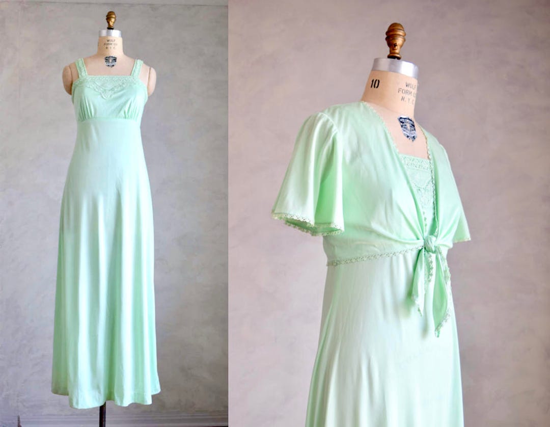 Vintage 1970s Mint Green Maxi Dress and Bolero Vintage - Etsy