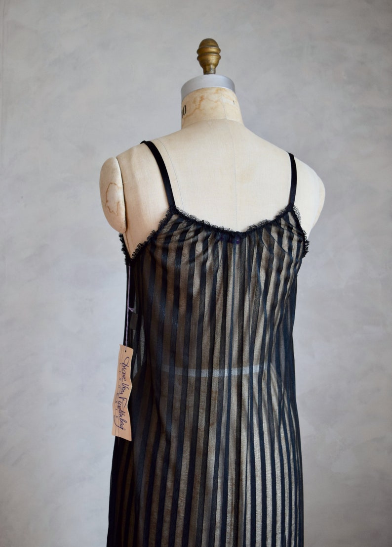 vintage NOS Diane Von Furstenberg peignoir set vintage 1980s DVF nightgown and robe set sheer black negligee and robe image 5