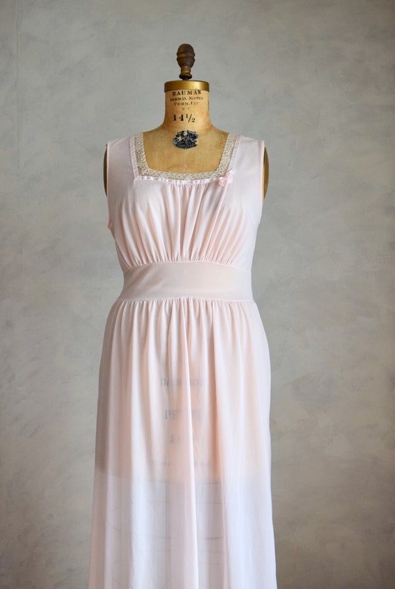 vintage 1950s pink nightgown | lace and nylon bab… - image 5