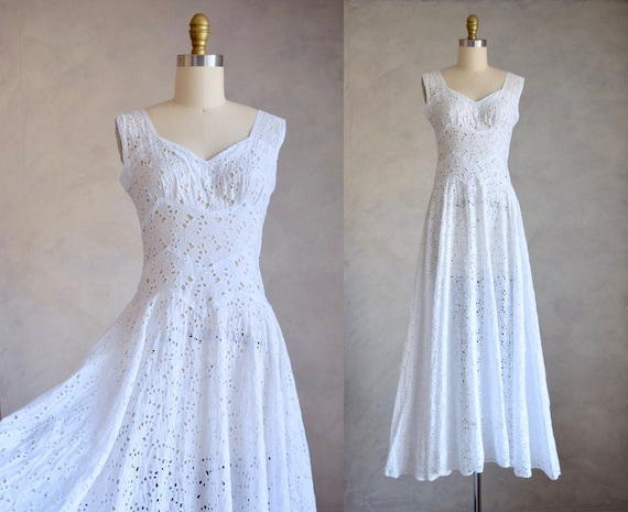 vintage 1940s cutwork lace wedding gown | vintage