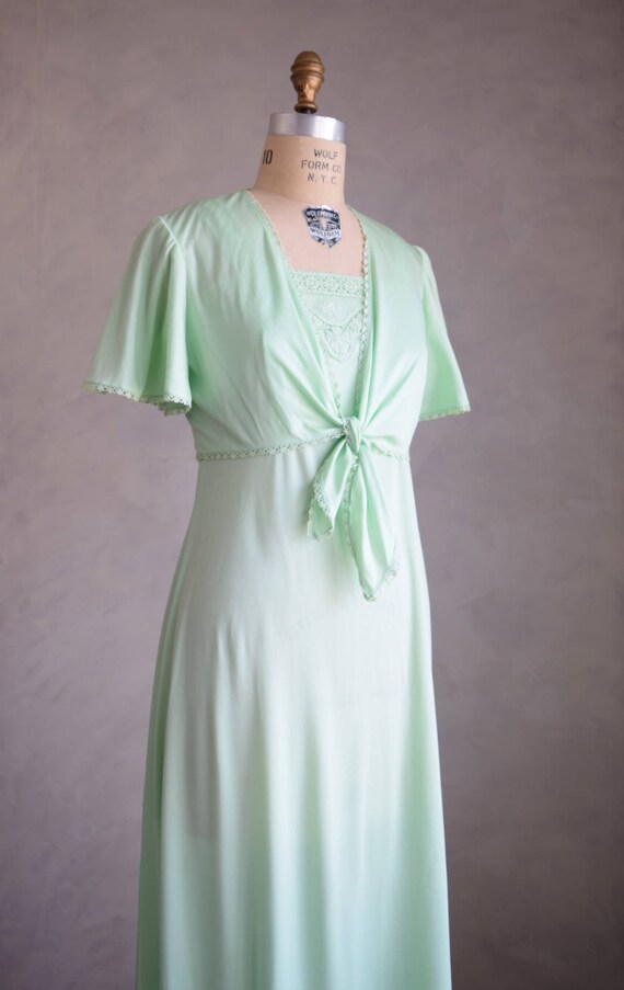 vintage 1970s mint green maxi dress and bolero vint… Gem