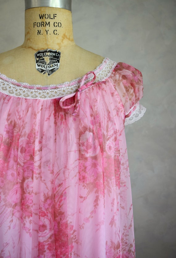 vintage 1960s floral nightgown | vintage 60s pink… - image 5