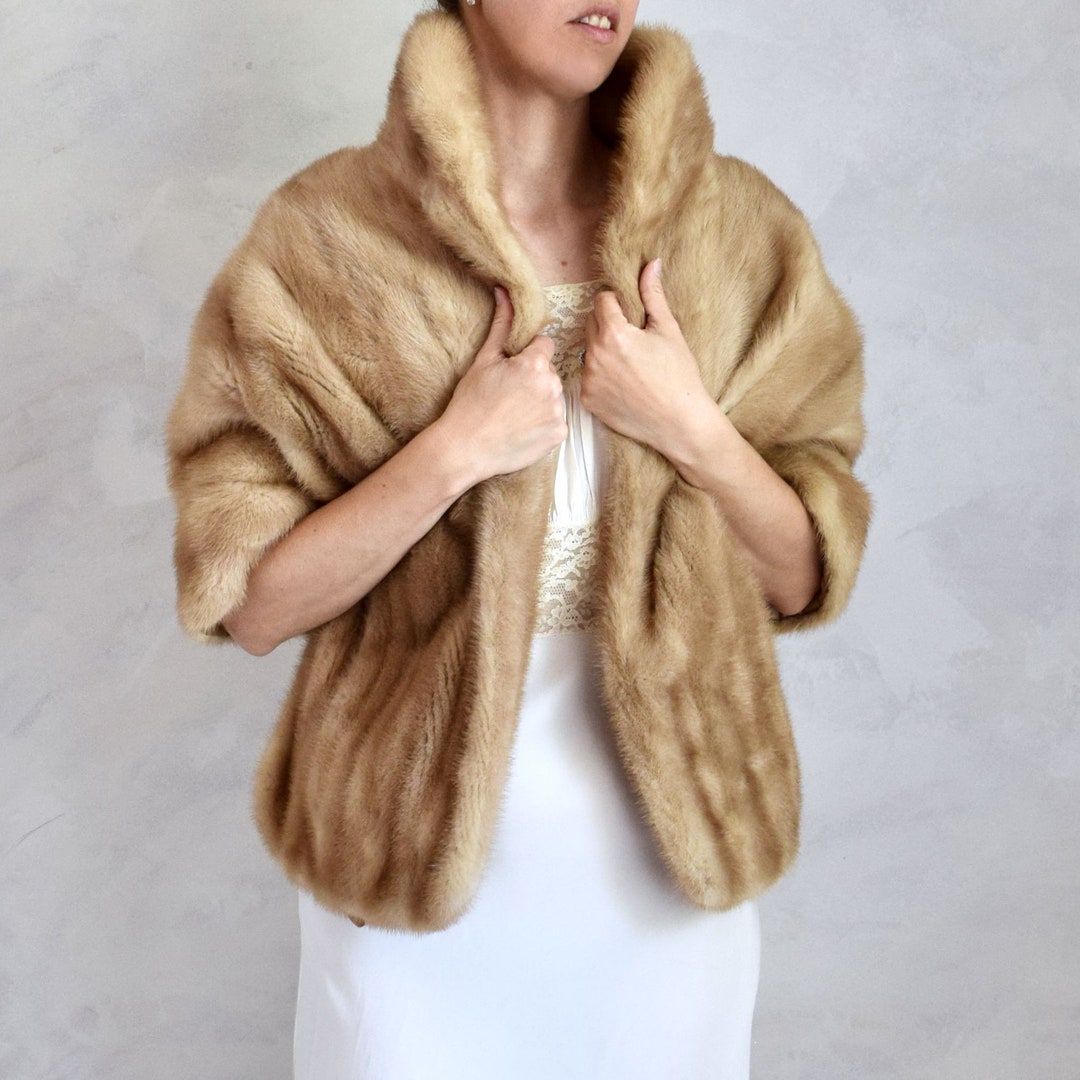Vintage Blonde Emba Mink Shawl Real Fur Stole Fur Wedding Etsy