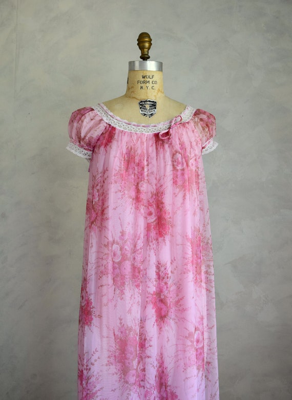 vintage 1960s floral nightgown | vintage 60s pink… - image 3