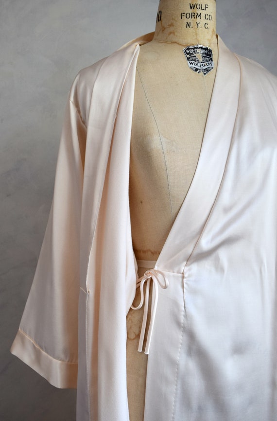 vintage 1990s blush satin belted robe | 80s 90s v… - image 3