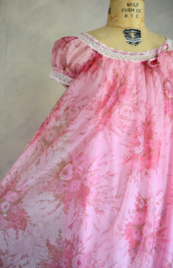 vintage 1960s floral nightgown | vintage 60s pink… - image 10