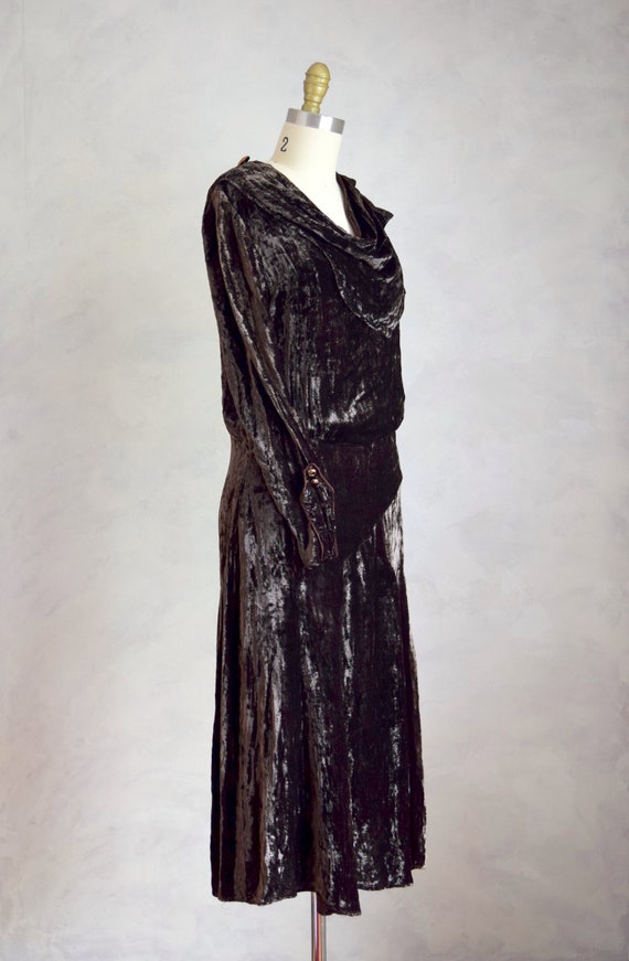 vintage 1930s crushed velvet dress | 20s 30s long… - image 9