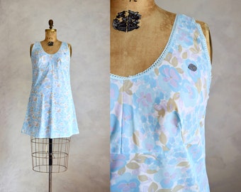 vintage 1960s 70s NOS Italian floral print slip | vintage 60s mod full slip | vintage VOLUP pinup slip or nightgown