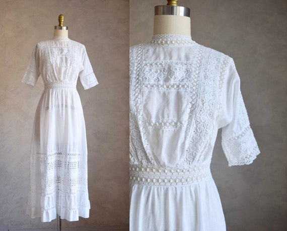 vintage Edwardian cotton lawn dress | antique whit