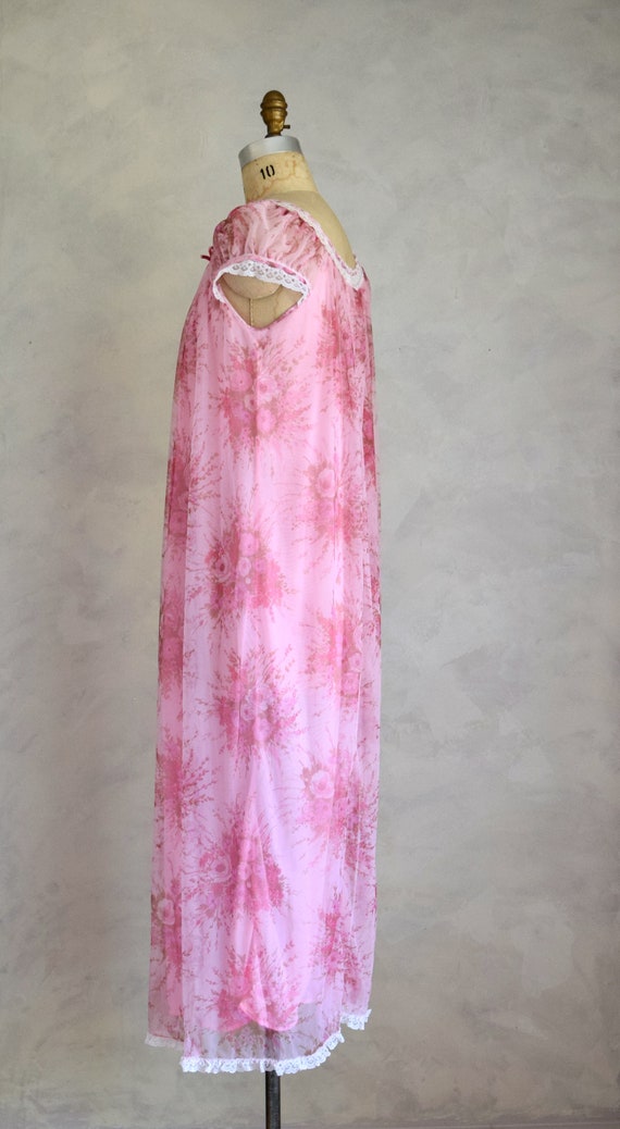 vintage 1960s floral nightgown | vintage 60s pink… - image 8