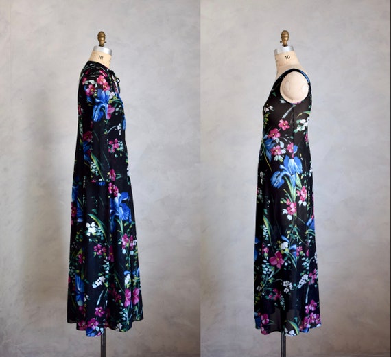 vintage 1970s dark floral peignoir set | vintage … - image 8