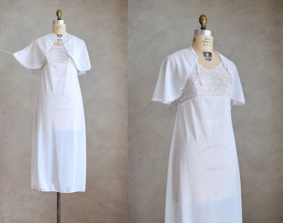 vintage white lacy peignoir set | white nightgown… - image 1