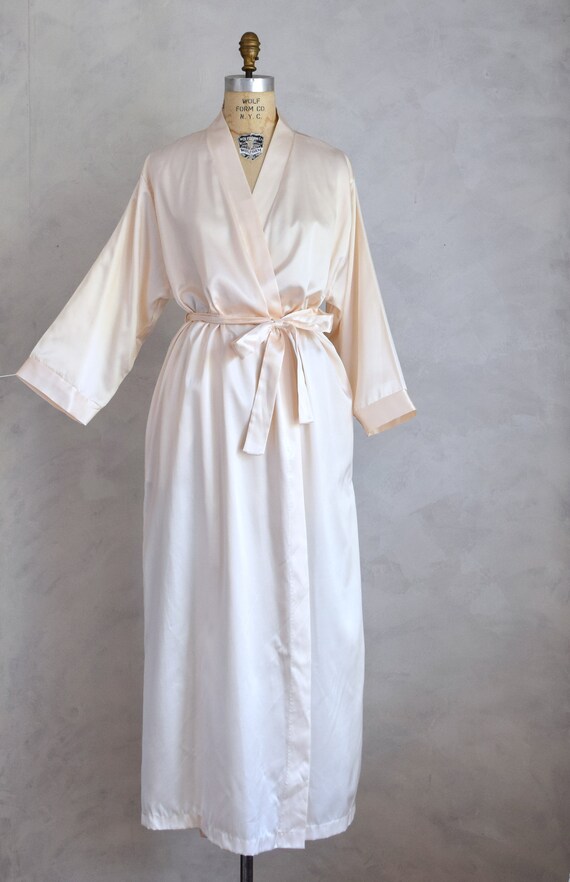 vintage 1990s blush satin belted robe | 80s 90s v… - image 2