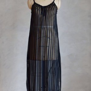 vintage NOS Diane Von Furstenberg peignoir set vintage 1980s DVF nightgown and robe set sheer black negligee and robe image 2