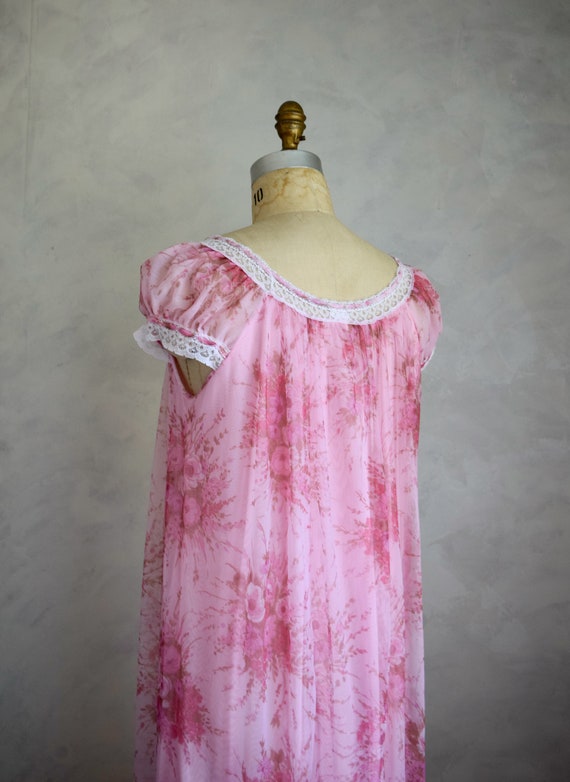 vintage 1960s floral nightgown | vintage 60s pink… - image 7