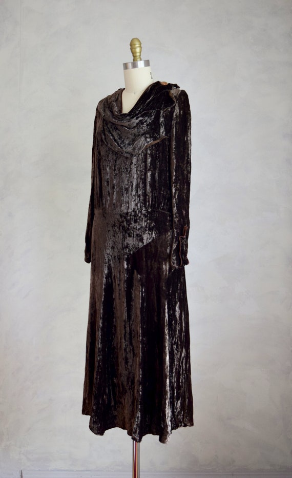 vintage 1930s crushed velvet dress | 20s 30s long… - image 8