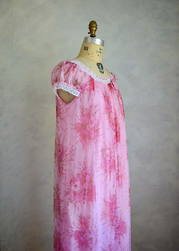 vintage 1960s floral nightgown | vintage 60s pink… - image 9