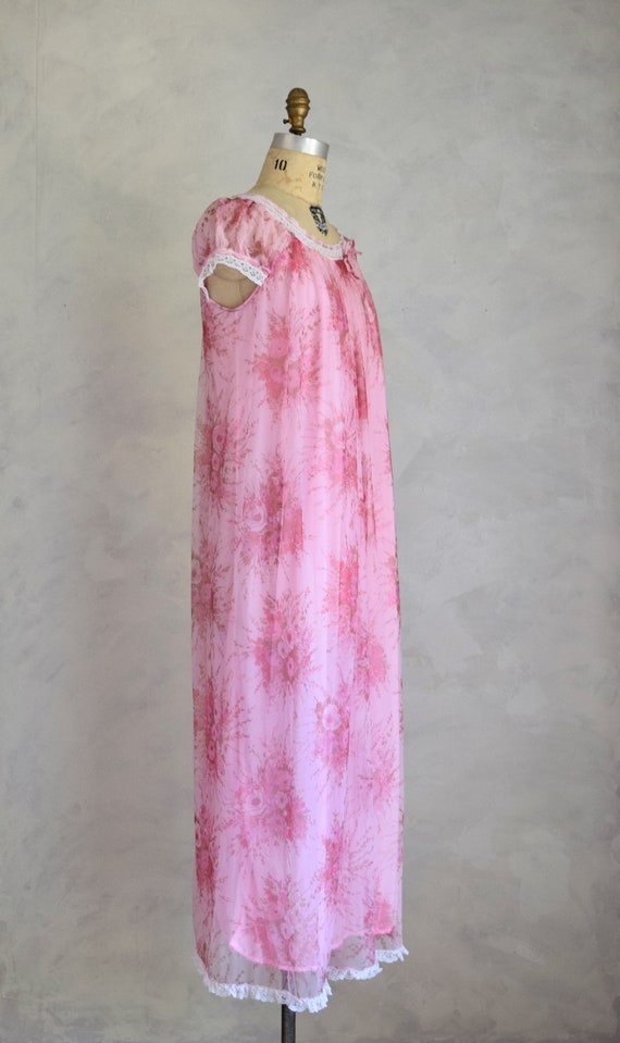 vintage 1960s floral nightgown | vintage 60s pink… - image 4