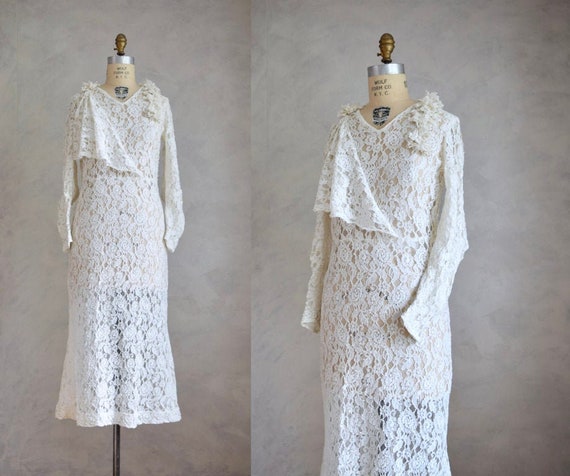 vintage 1920s lace wedding gown | vintage 20s 30s