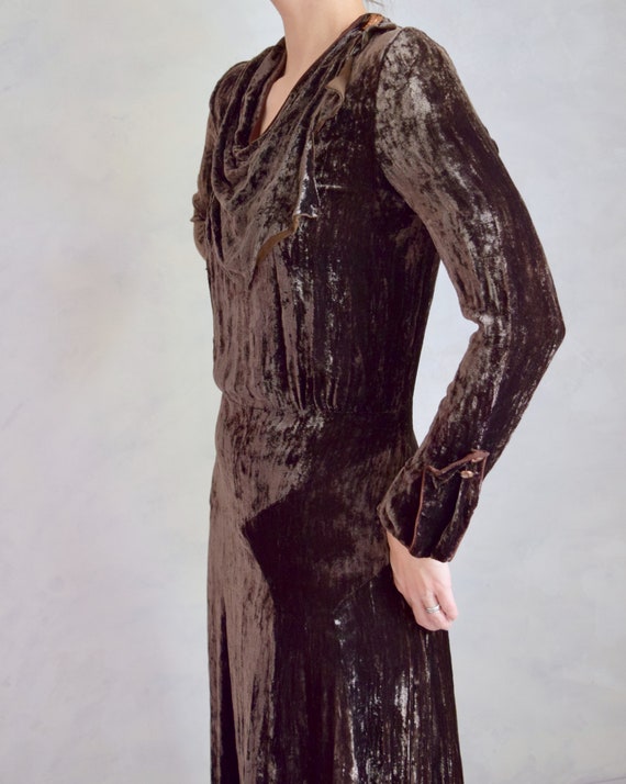 vintage 1930s crushed velvet dress | 20s 30s long… - image 7