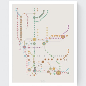 NYC Subway | Giclée Art Print | New York MTA Subway Map | Minimalist Wall Art