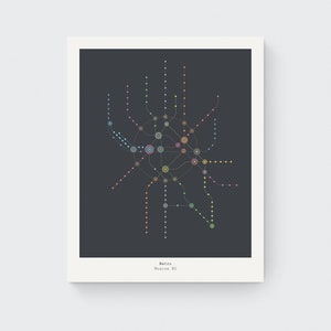 Moskau U-Bahn - Giclée Art Print - U-Bahn Karte - Reiseposter - Moderne Wandkunst