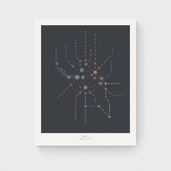 Moscow Metro - Giclée Art Print - Subway Map - Travel Poster - Modern Wall Art