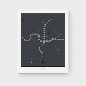 Washington DC Metro - Giclée Art Print - Subway Map - Travel Poster - Modern Wall Art