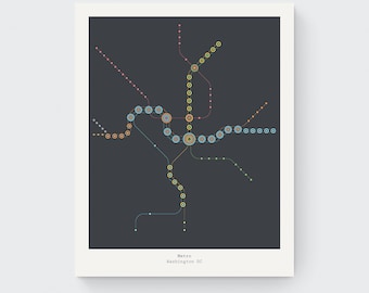 Washington DC Metro - Giclée Art Print - Subway Map - Travel Poster - Modern Wall Art