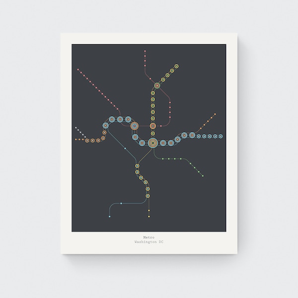 Dc Washington Metro Map Art Etsy