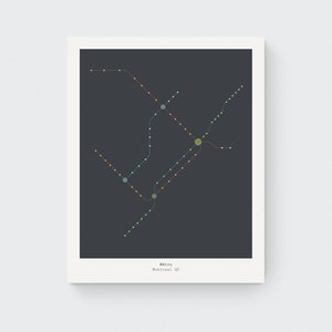 Montreal Metro - Giclée Art Print - U-Bahn Karte - Reiseposter - Moderne Wandkunst