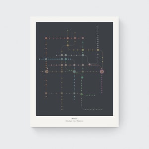 Mexiko Stadt U-Bahn - Giclée Art Print - U-Bahn Karte - Reiseposter - Moderne Wandkunst