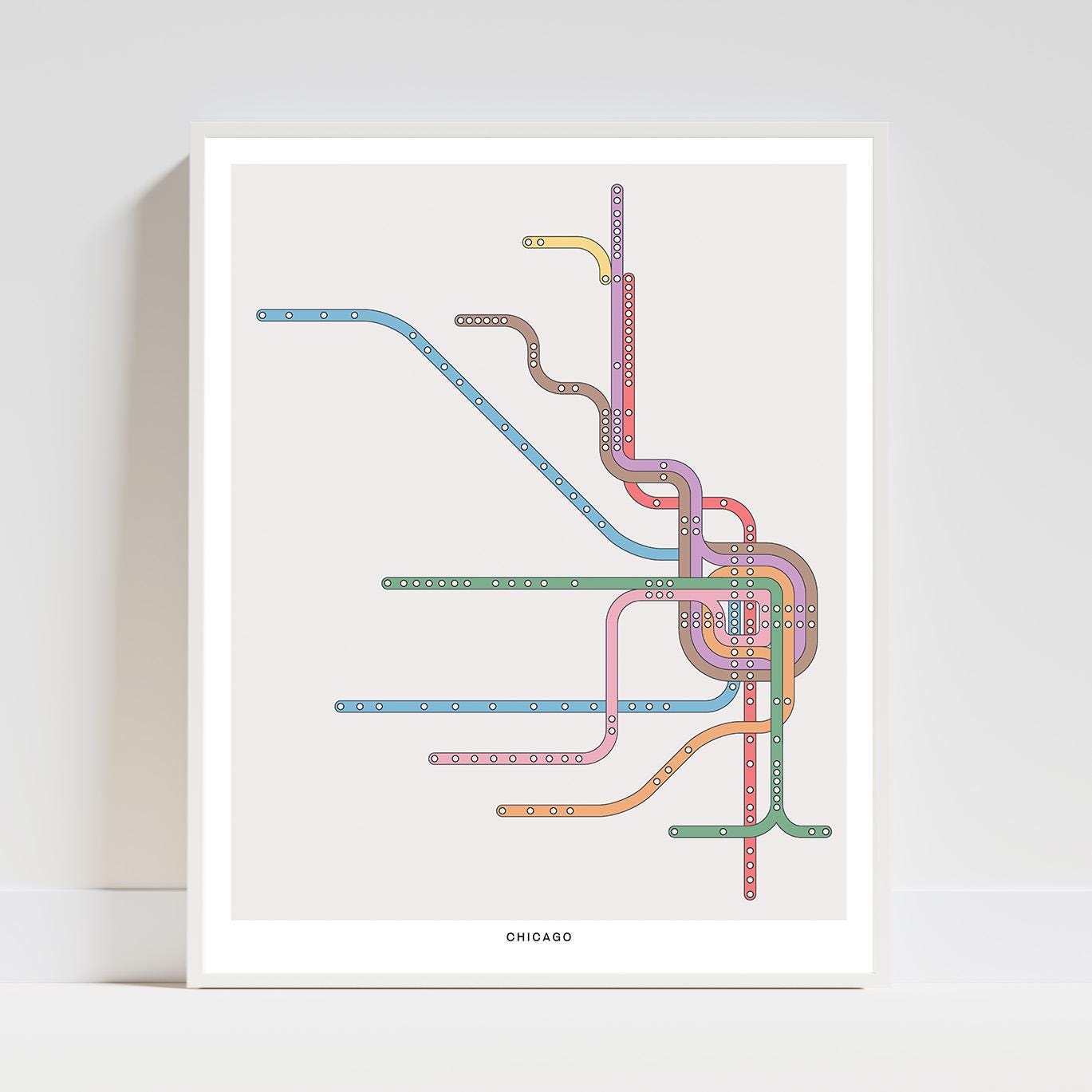 Chicago 'L' Art Print | CTA Subway Map | Chicago Poster | Minimalist ...