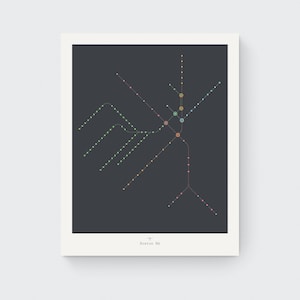Boston MBTA Art Print | Minimalist Wall Art | Subway Map | Boston Poster | Giclée Print