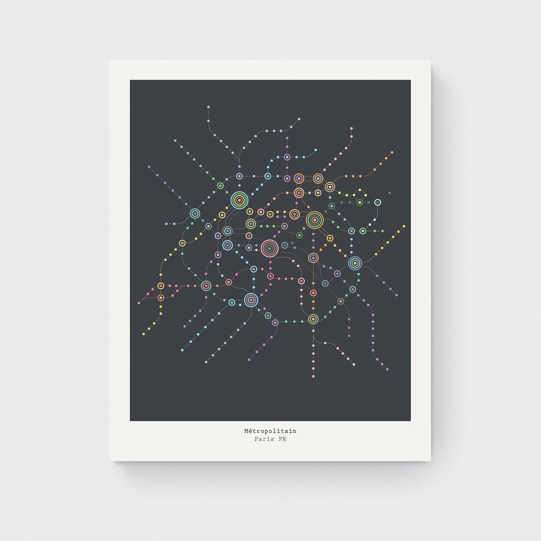 Paris Metro - Giclée Art Print - Subway Map - Travel Poster - Modern ...
