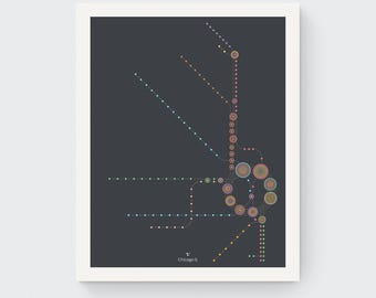 Chicago 'L' - Giclée Art Print - Subway Map - Travel Poster - Modern Wall Art