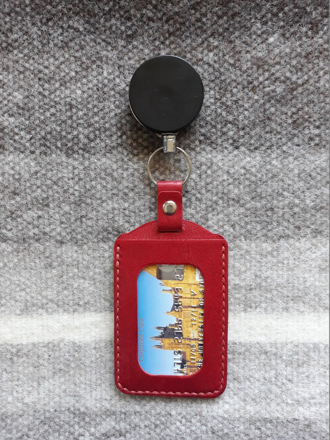 Clip on Leather Swipe Card Holder, Extendable, Card Holder, Card Sleeve