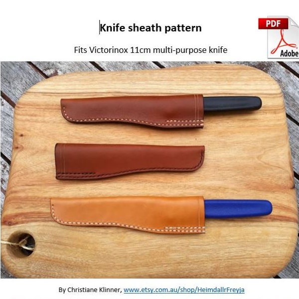 Knife sheath pattern, fits Victorinox 11cm multi-purpose knife, PDF pattern with basic instructions