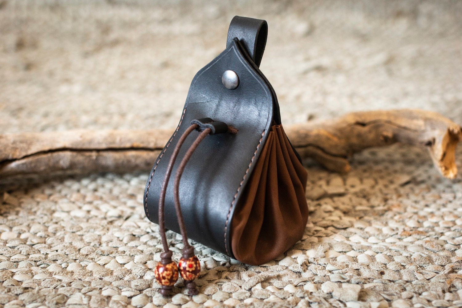 Medieval Leather Drawstring Belt Pouch/purse, Unisex 