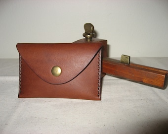 Handmade leather business card holder, card case, slim design, card wallet, hand-stitched, leather accessories, small gift for him or her,