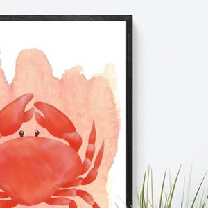 Crab Water Colour Print, Seafood Kitchen Wall Art, Sea Life Art, Coastal Wall Art, Crab Picture, Nautical Print, Foodie Gift, Seafood Poster image 6