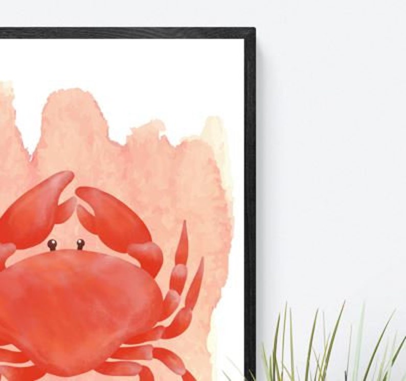 Crab Water Colour Print, Seafood Kitchen Wall Art, Sea Life Art, Coastal Wall Art, Crab Picture, Nautical Print, Foodie Gift, Seafood Poster image 6