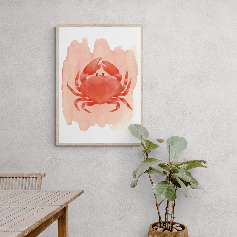 Crab Water Colour Print, Seafood Kitchen Wall Art, Sea Life Art, Coastal Wall Art, Crab Picture, Nautical Print, Foodie Gift, Seafood Poster image 4