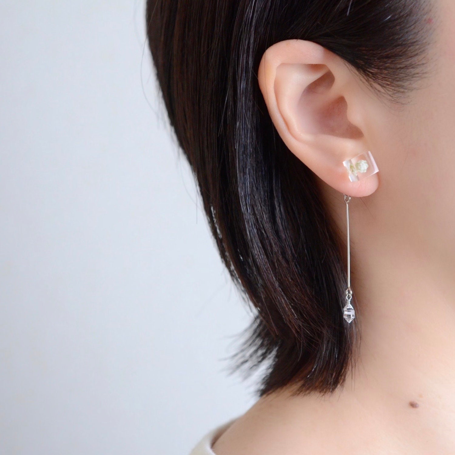 Rice flower earrings Herkimer-diamond earrings stud | Etsy