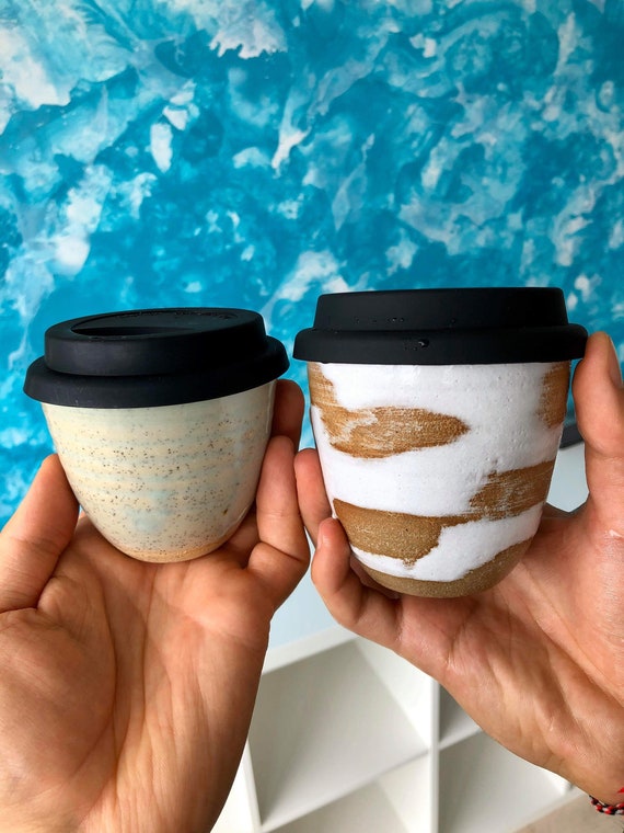 Handmade Ceramic Keep-cup lid Included 6oz, 7oz, 8oz, Coffee, Espresso,  Piccolo, Latte Mother's Day Gift Pottery Travel 