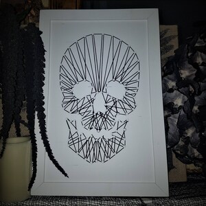 White and Black Skull String Art