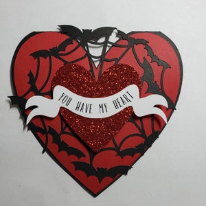 Valentine Anniversary You Have My Heart Batty Heart Shape Gothic Greeting Card